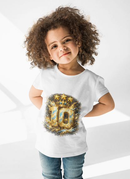 Number 10 Gold Crown T-Shirt — Sparkling 10th Anniversary/Champion Tee
