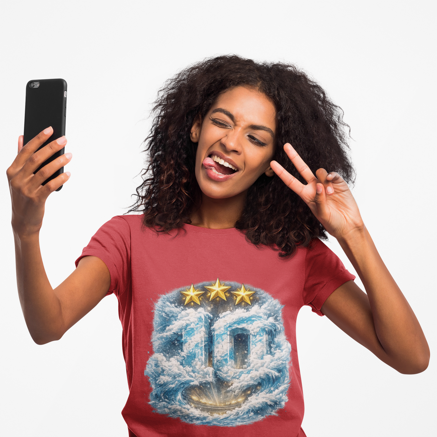Heavenly Doorway T-Shirt — Three-Star Cloud Portal Graphic Tee