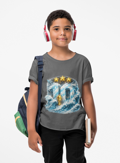 10 Waves Soccer T‑Shirt — 3 Stars & Trophy Football Fan Tee