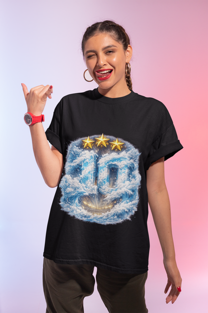Heavenly Doorway T-Shirt — Three-Star Cloud Portal Graphic Tee