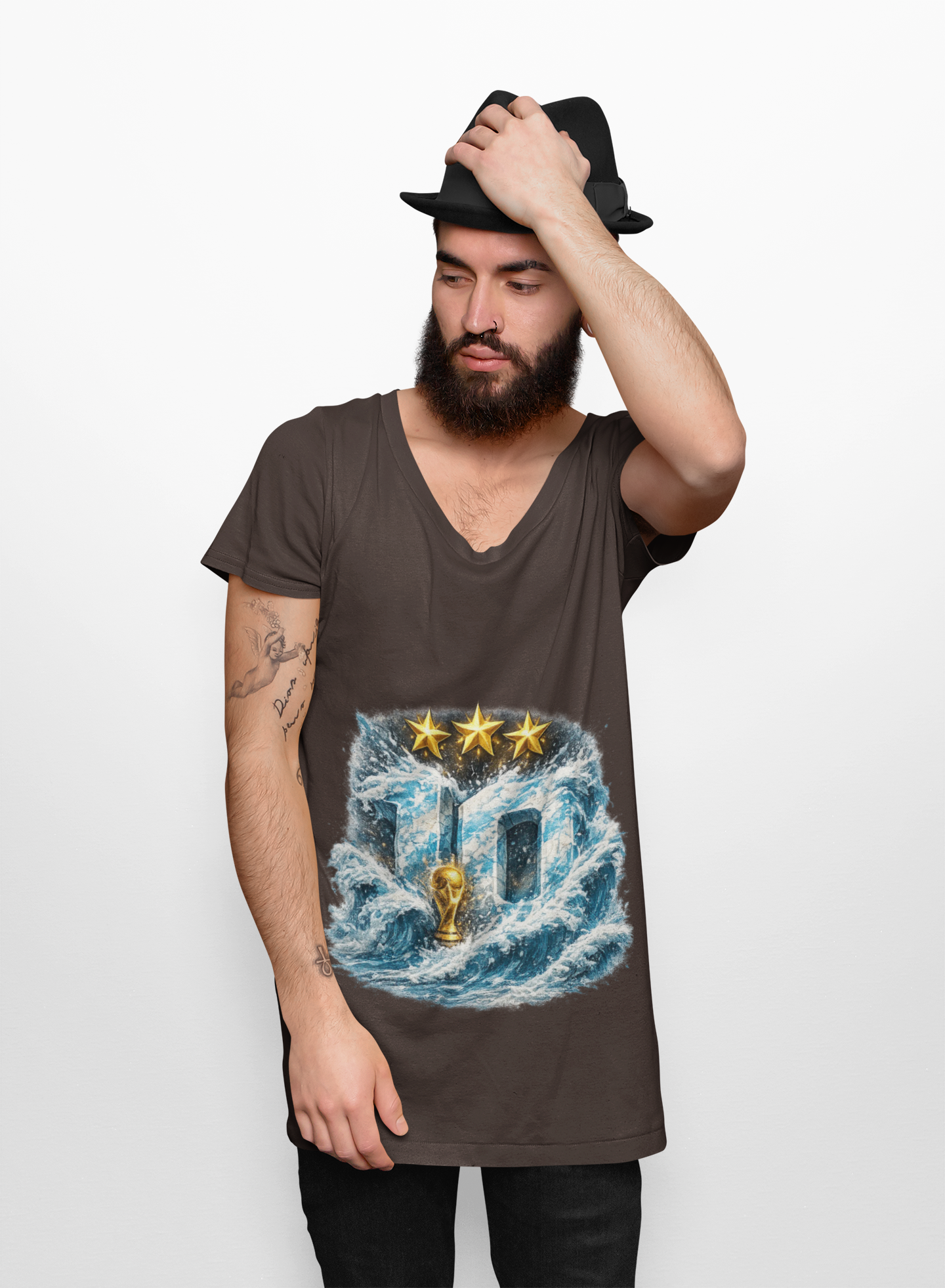 10 Waves Soccer T‑Shirt — 3 Stars & Trophy Football Fan Tee