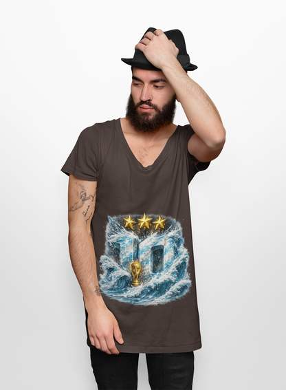 10 Waves Soccer T‑Shirt — 3 Stars & Trophy Football Fan Tee