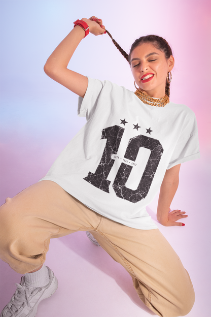 Vintage Argentina Worldcup winning No. 10 Jersey T-Shirt — Distressed Number Tee with Three Stars