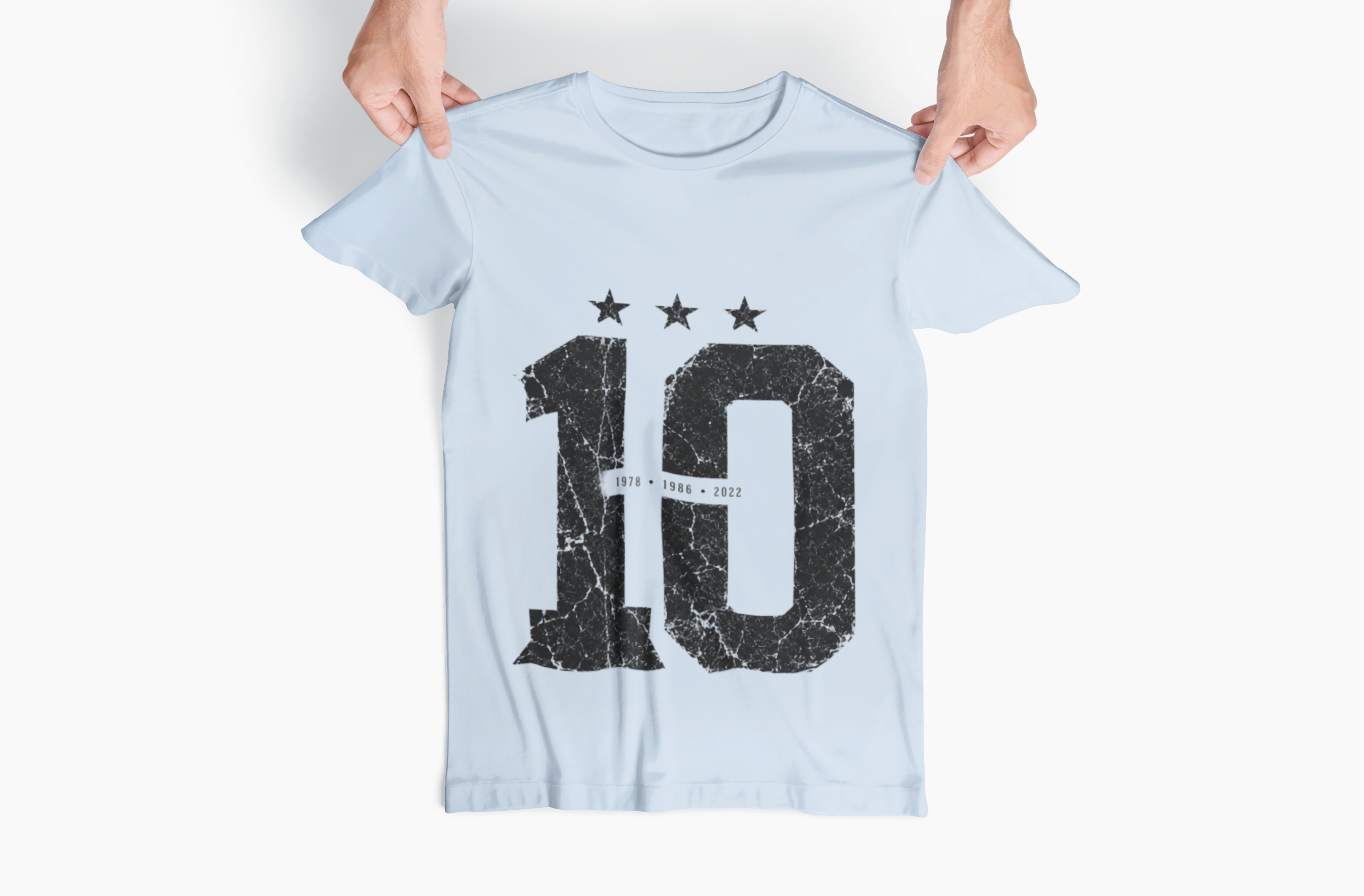 Vintage Argentina Worldcup winning No. 10 Jersey T-Shirt — Distressed Number Tee with Three Stars