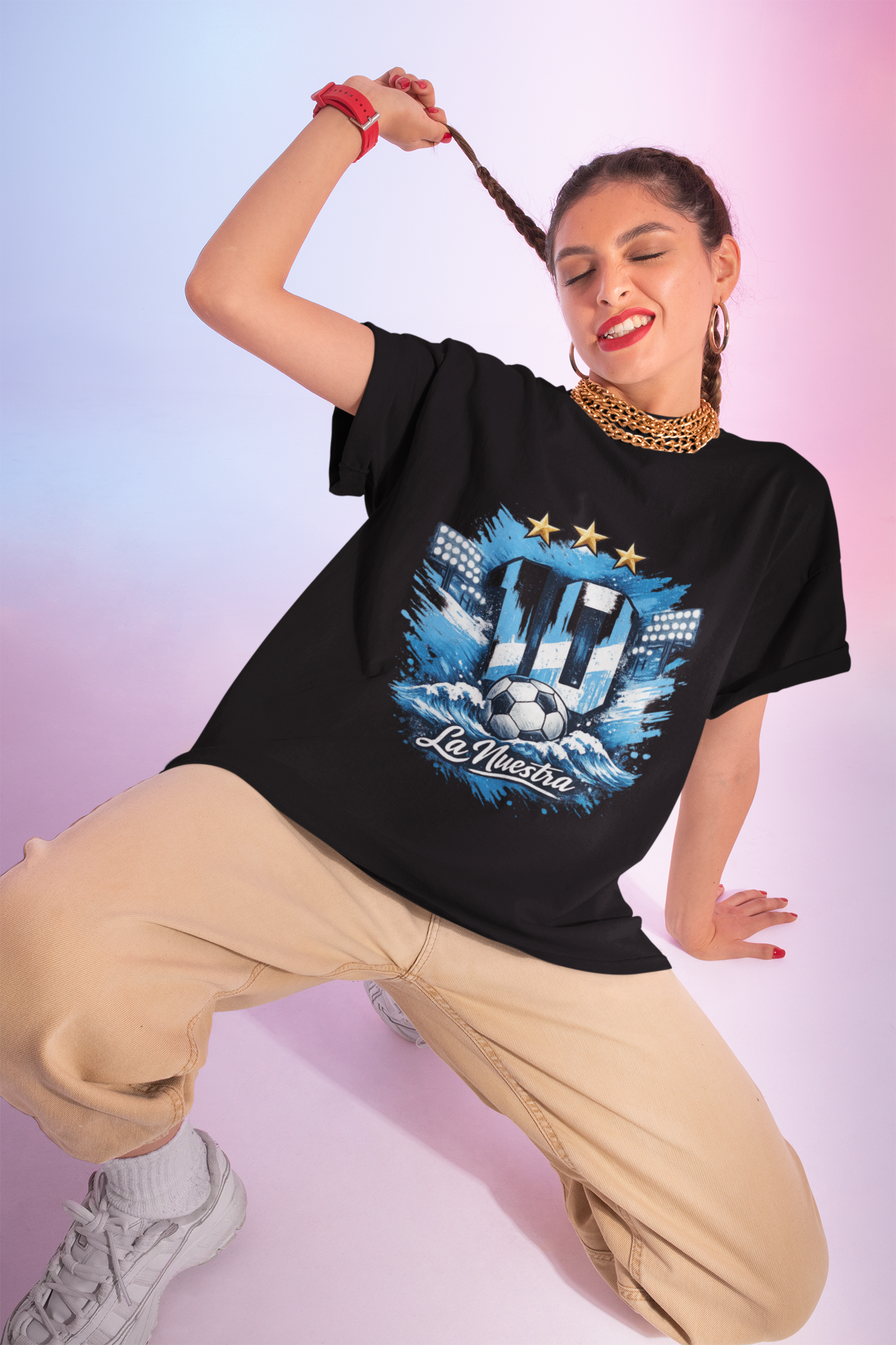 Argentina Soccer Fan T-Shirt — 'La Nuestra' #10 Jersey Design