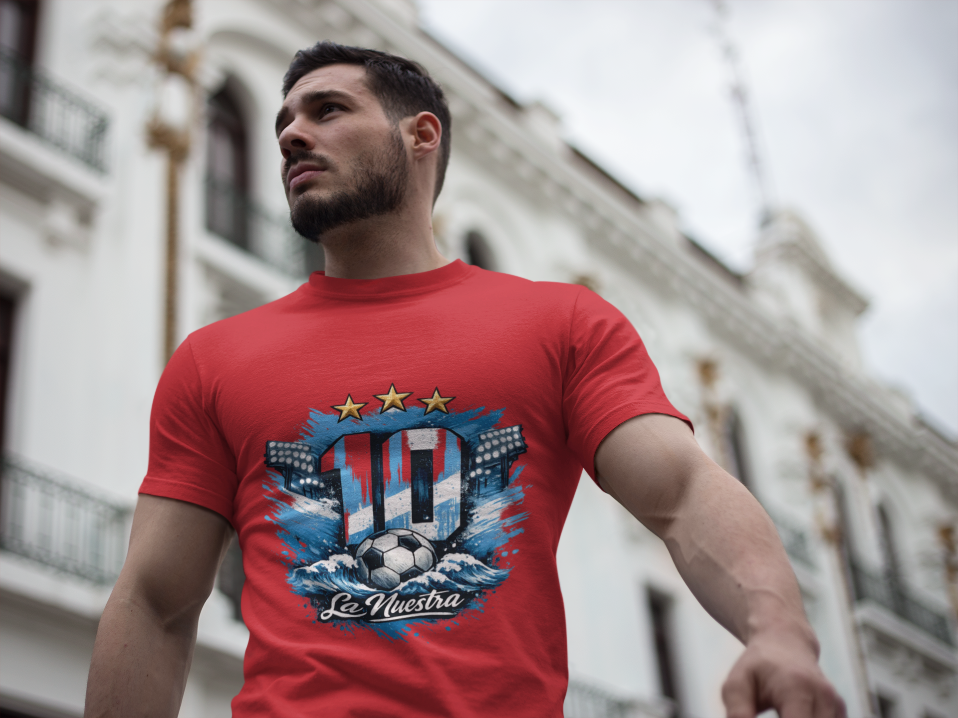 Argentina Soccer Fan T-Shirt — 'La Nuestra' #10 Jersey Design