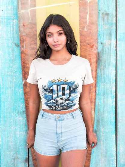 Argentina Soccer Fan T-Shirt — 'La Nuestra' #10 Jersey Design
