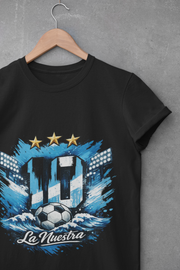 Argentina Soccer Fan T-Shirt — 'La Nuestra' #10 Jersey Design