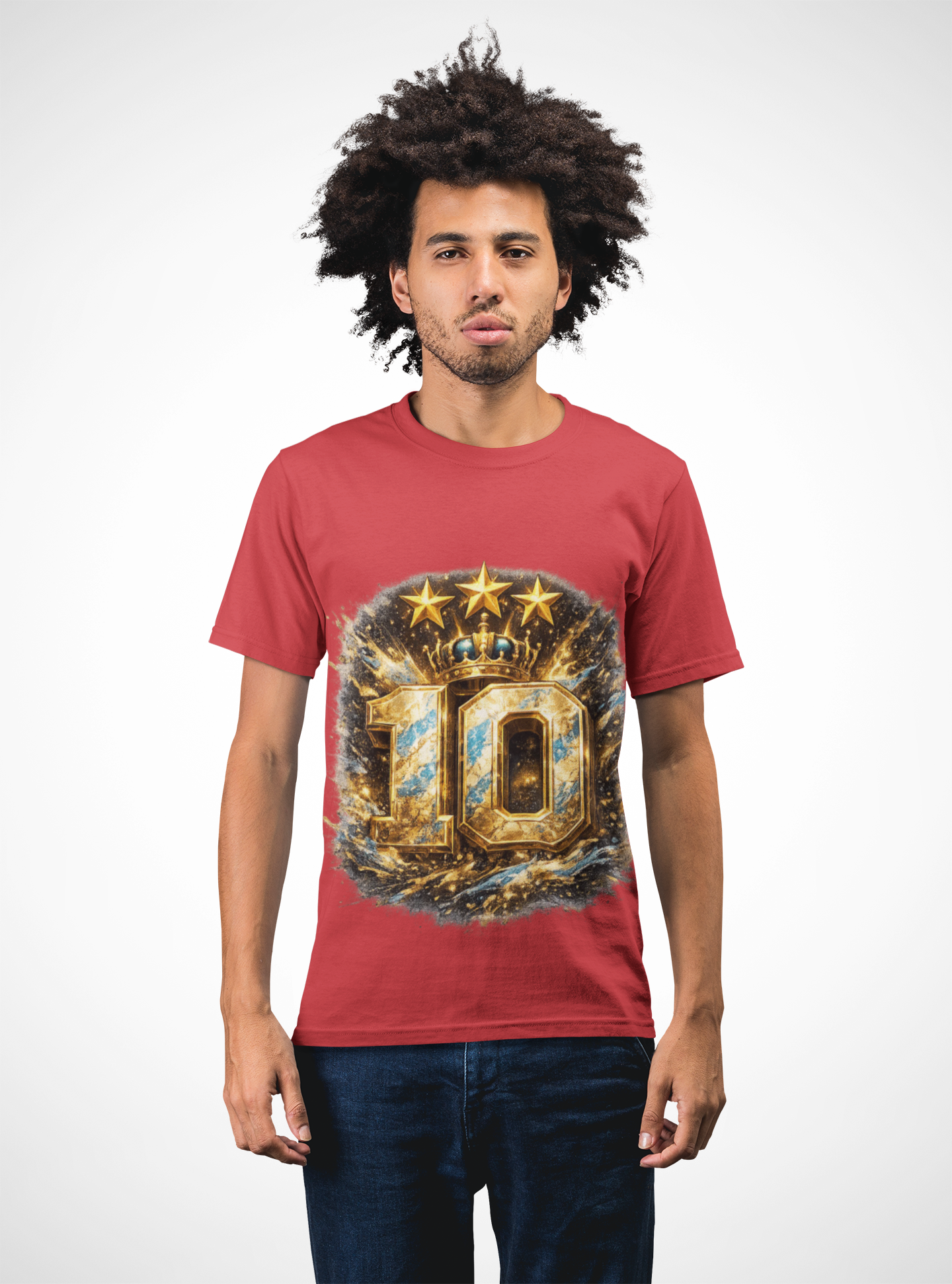 Argentina, MESSI #10 T-Shirt — Gold Crown '10' Victory Graphic Tee