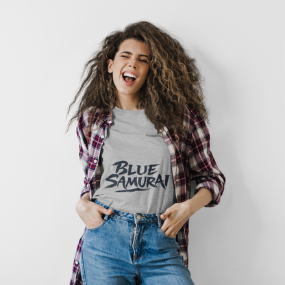 Japan Blue Samurai T-Shirt — Bold Brushstroke Graphic Tee