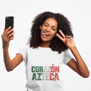 Mexico Corazón Azteca T-Shirt — Mexican Pride Flag Text Tee