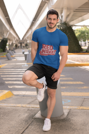 South Korea Red Wave Graphic T‑Shirt — Vintage Distressed Logo Tee