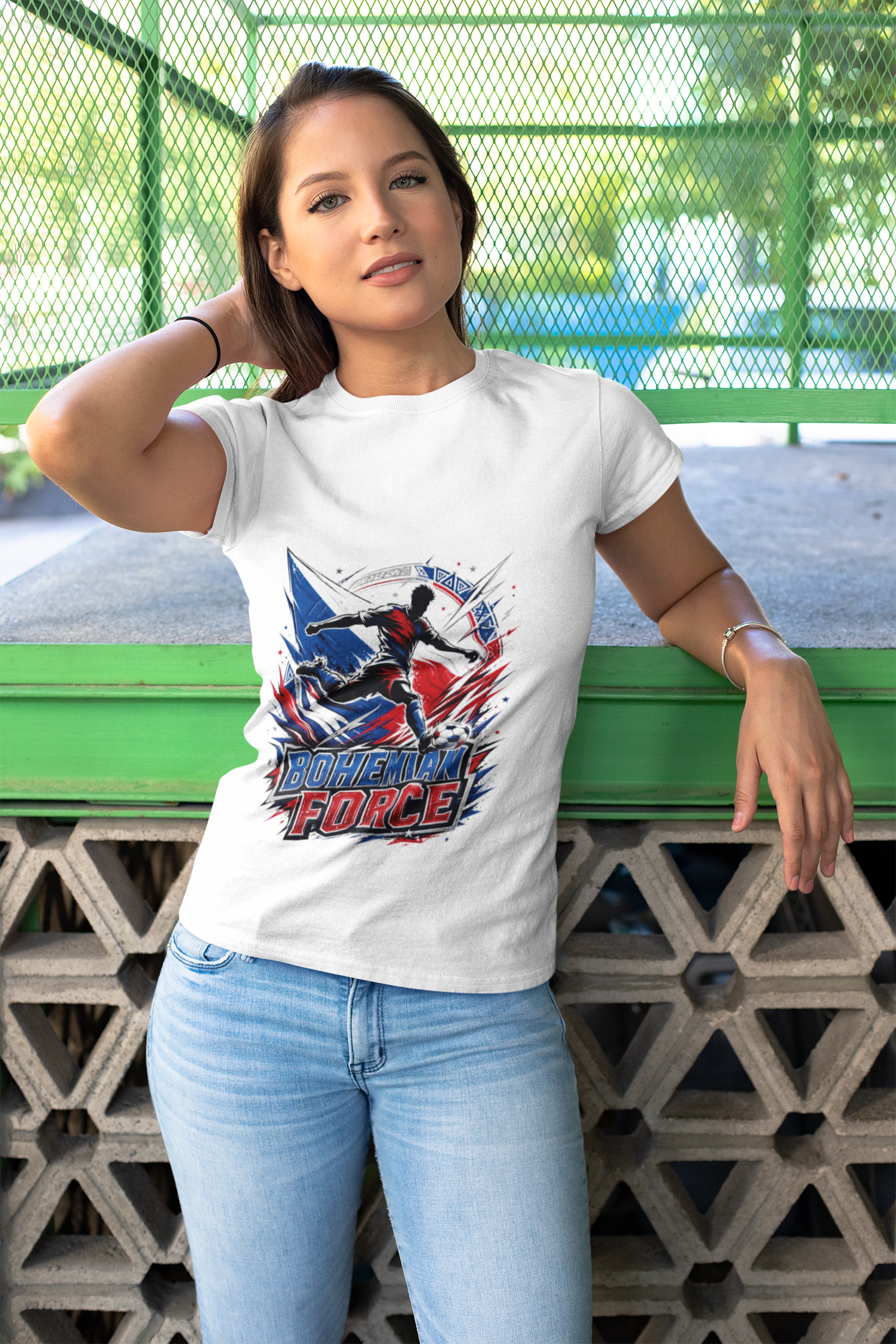 Czechia Bohemian Force Graphic T‑Shirt — Energetic Soccer Player Silhouette