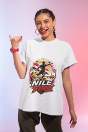 Egypt Soccer Player Nile Fire Graphic T-Shirt — Retro Athletic Team Tee