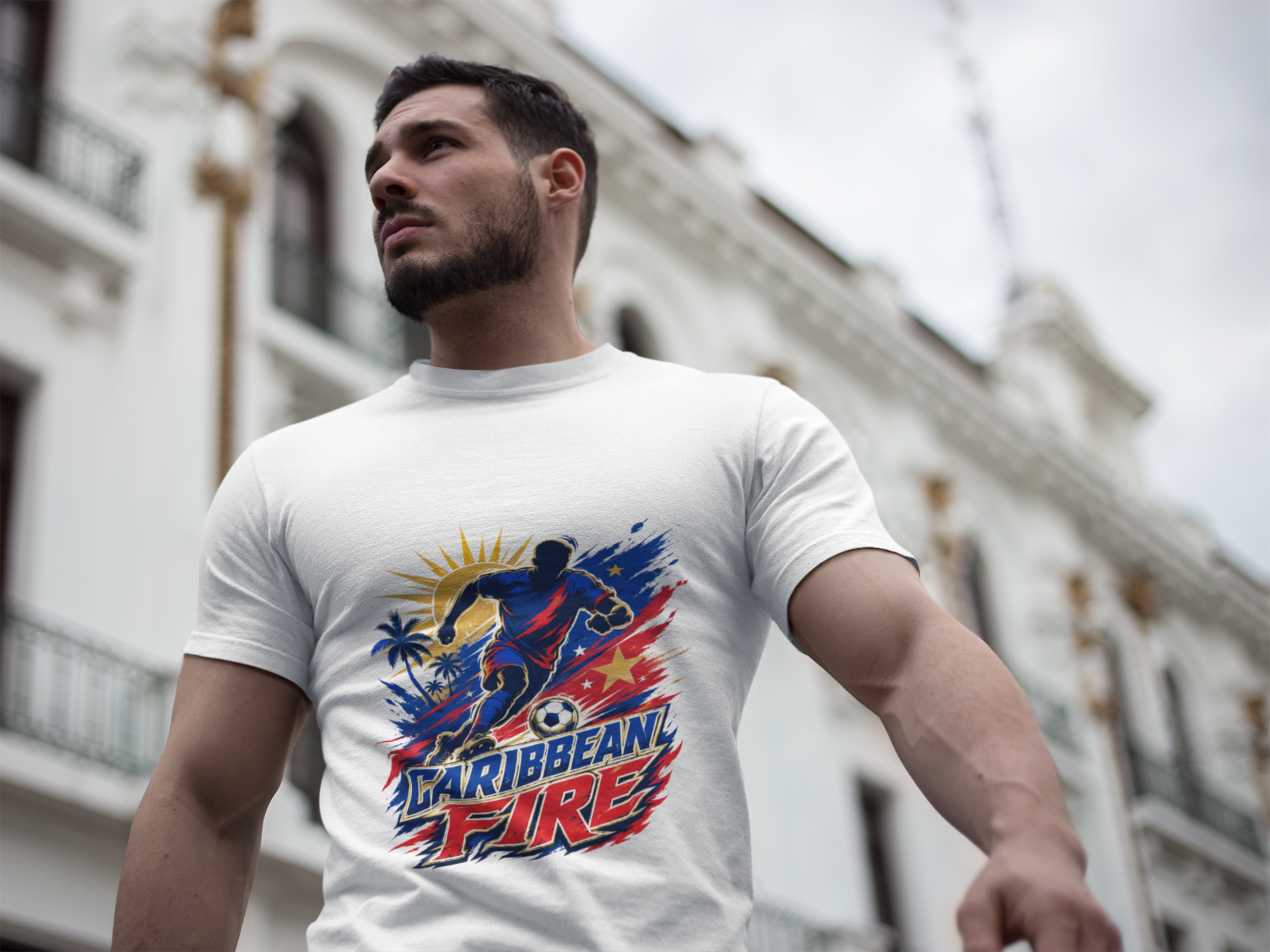 Haiti Soccer T-Shirt — Caribbean Fire Graphic Tee