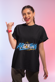 Argentina Graffiti T-Shirt — Soccer Fan Tee with Three Stars & Sun Emblem