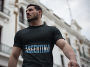 Argentina Flag Stripe T-Shirt — Vintage Blue 'ARGENTINA' Graphic Tee