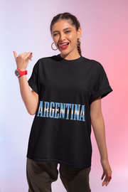 Argentina Stencil Tee — Horizontal Blue Text Argentina T-Shirt