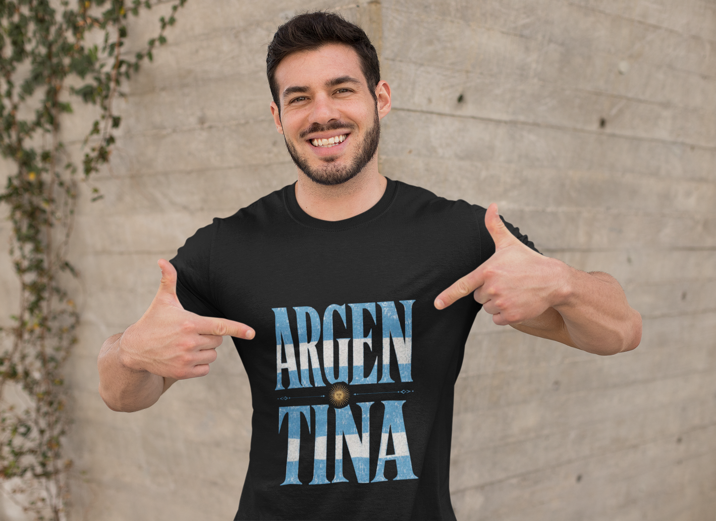 Argentina Flag Graphic T‑Shirt — Vintage Blue Distressed Typography