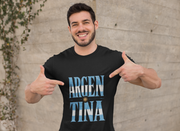 Argentina Flag Graphic T‑Shirt — Vintage Blue Distressed Typography