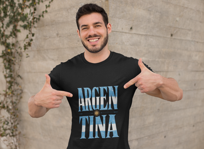 Argentina Flag Graphic T‑Shirt — Vintage Blue Distressed Typography