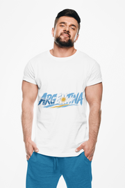 Argentina Graphic T-Shirt — Argentina Typography Tee with Sun & Flag Colors