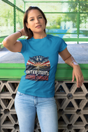 Patriotic Eagle T-Shirt — United States Skyline Vintage Flag Design