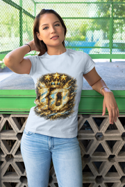 Argentina, MESSI #10 T-Shirt — Gold Crown '10' Victory Graphic Tee