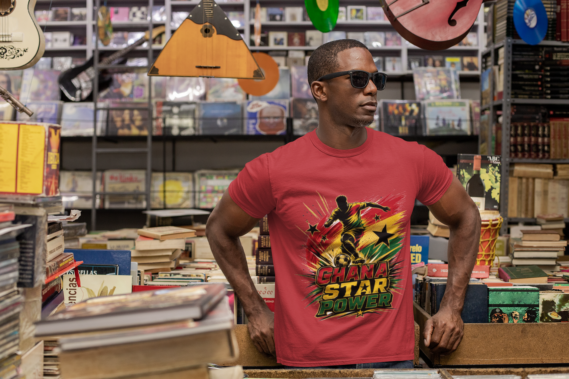 Ghana Star Power Soccer T-Shirt — Afro Football Fan Tee - Ghana T-Shirt