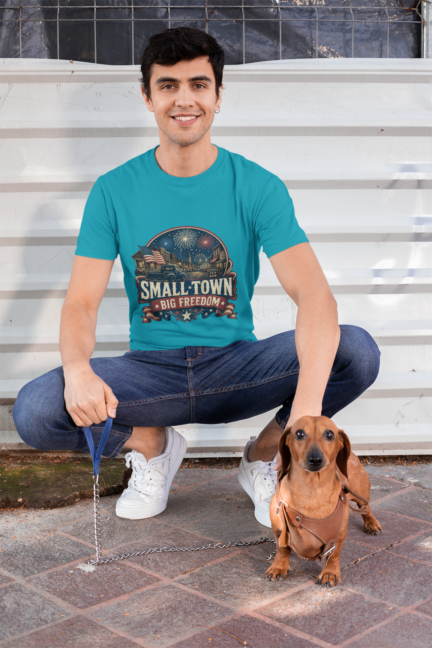 Small Town Big Freedom T-Shirt — Patriotic 4th of July Fireworks Tee