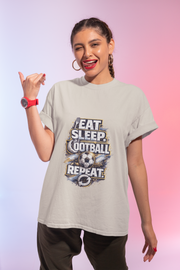 Football 'Eat Sleep Football Repeat' T-Shirt — Vintage Soccer Fan Tee