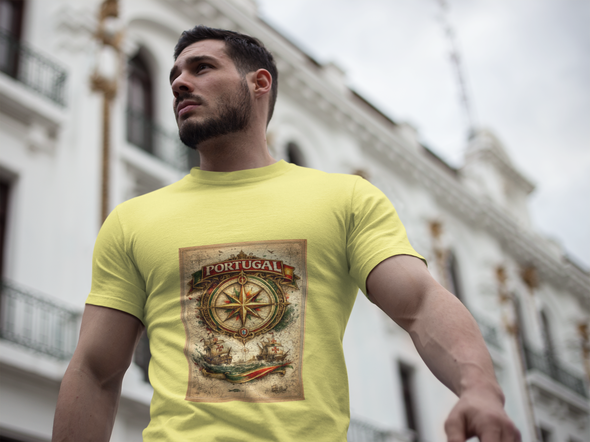 Portugal Compass T‑Shirt — Vintage Nautical Travel Tee