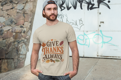 Give Thanks Always Tee — Thanksgiving Fall Leaves Gratitude T-Shirt