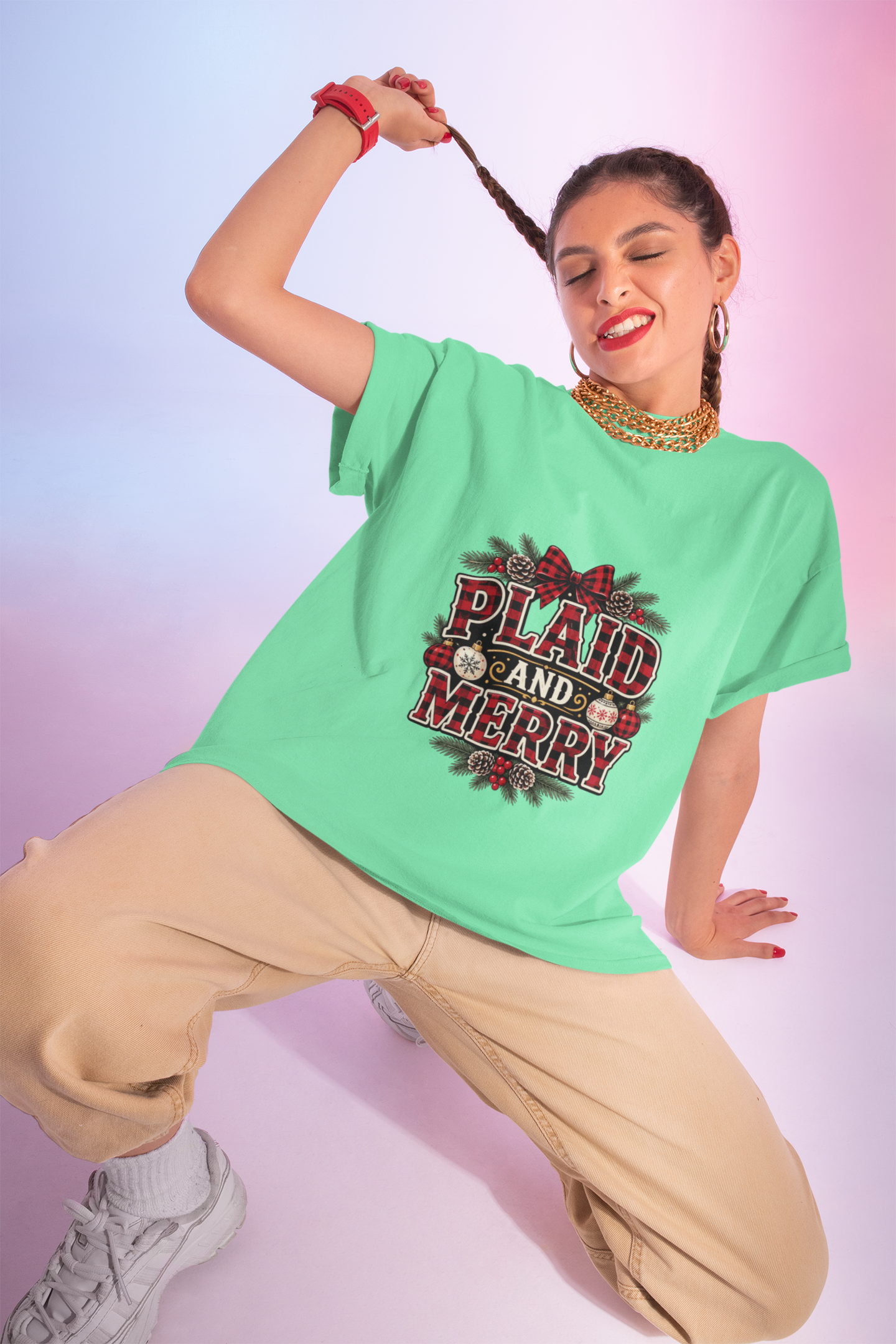 Plaid and Merry Christmas T-Shirt