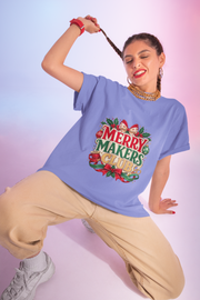 Merry Makers Club T-Shirt — Festive Christmas Holiday Tee with Holly & Bow