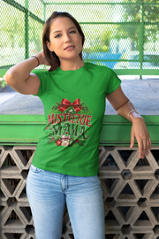 Mistletoe Mama T-Shirt — Festive Christmas Holiday Tee with Bow & Holly