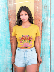 Holly Jolly Girl T-Shirt — Pink Holiday Graphic Tee