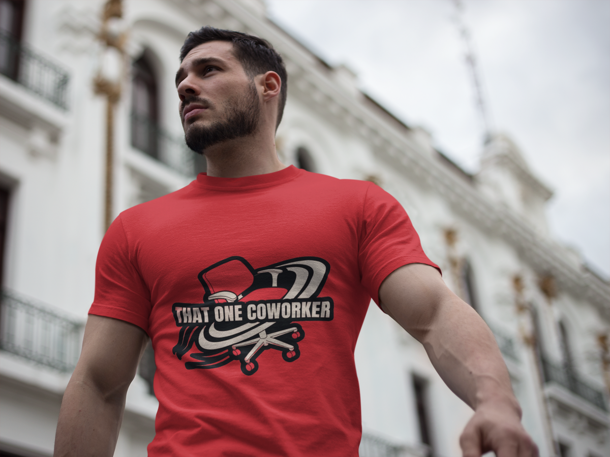 "That One Coworker" Graphic T-Shirt – Funny Office Chair Skateboard Tee - Trending Now - August 2026