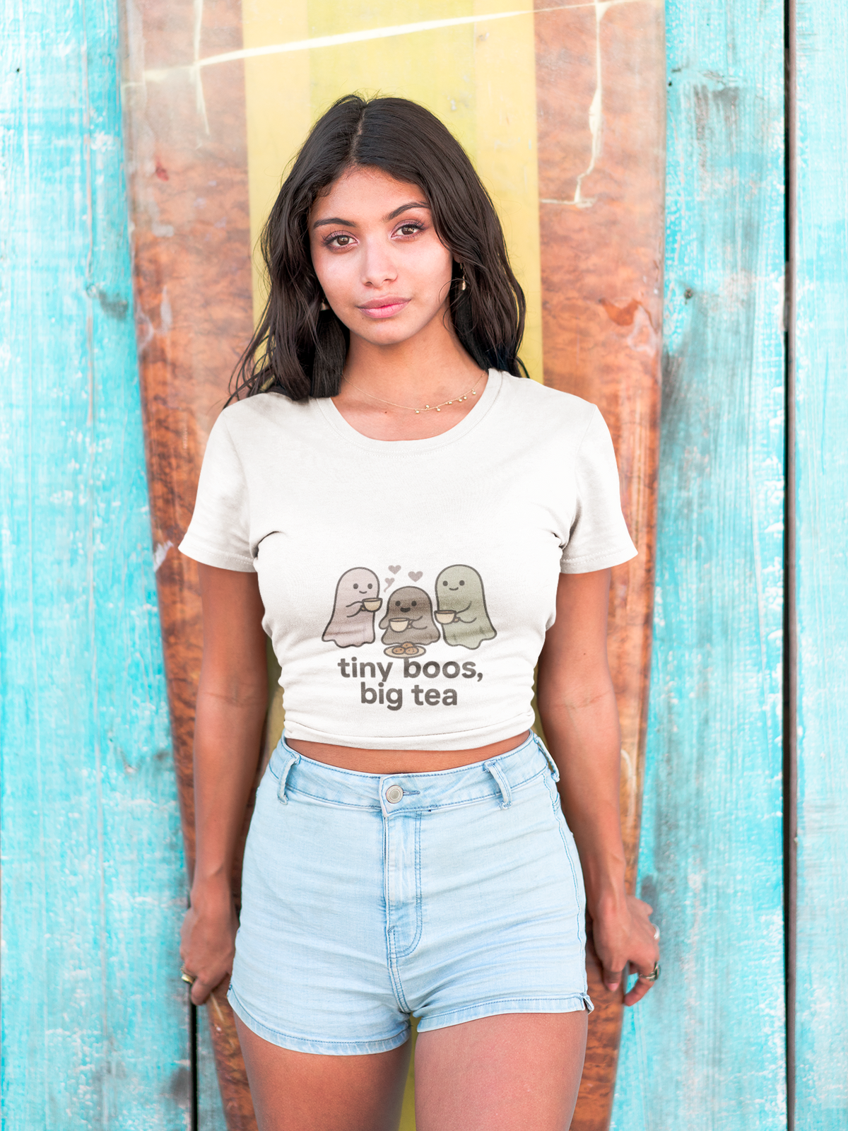 Cute Ghosts T-Shirt — “tiny boos, big tea” Cute Halloween Tee - Trending Now - August 2026