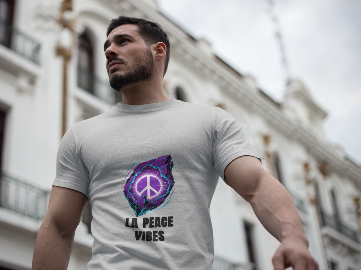 Peace Vibes T-Shirt — Purple Neon Peace Sign Graphic - Trending Now - August 2026