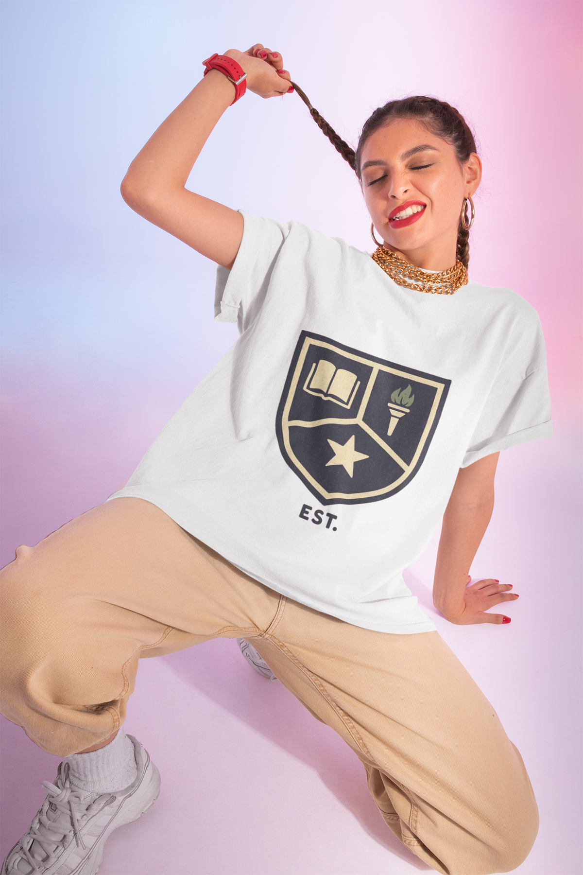 Academy Crest T-Shirt — Book & Torch Vintage Shield Tee - Trending Now - August 2026