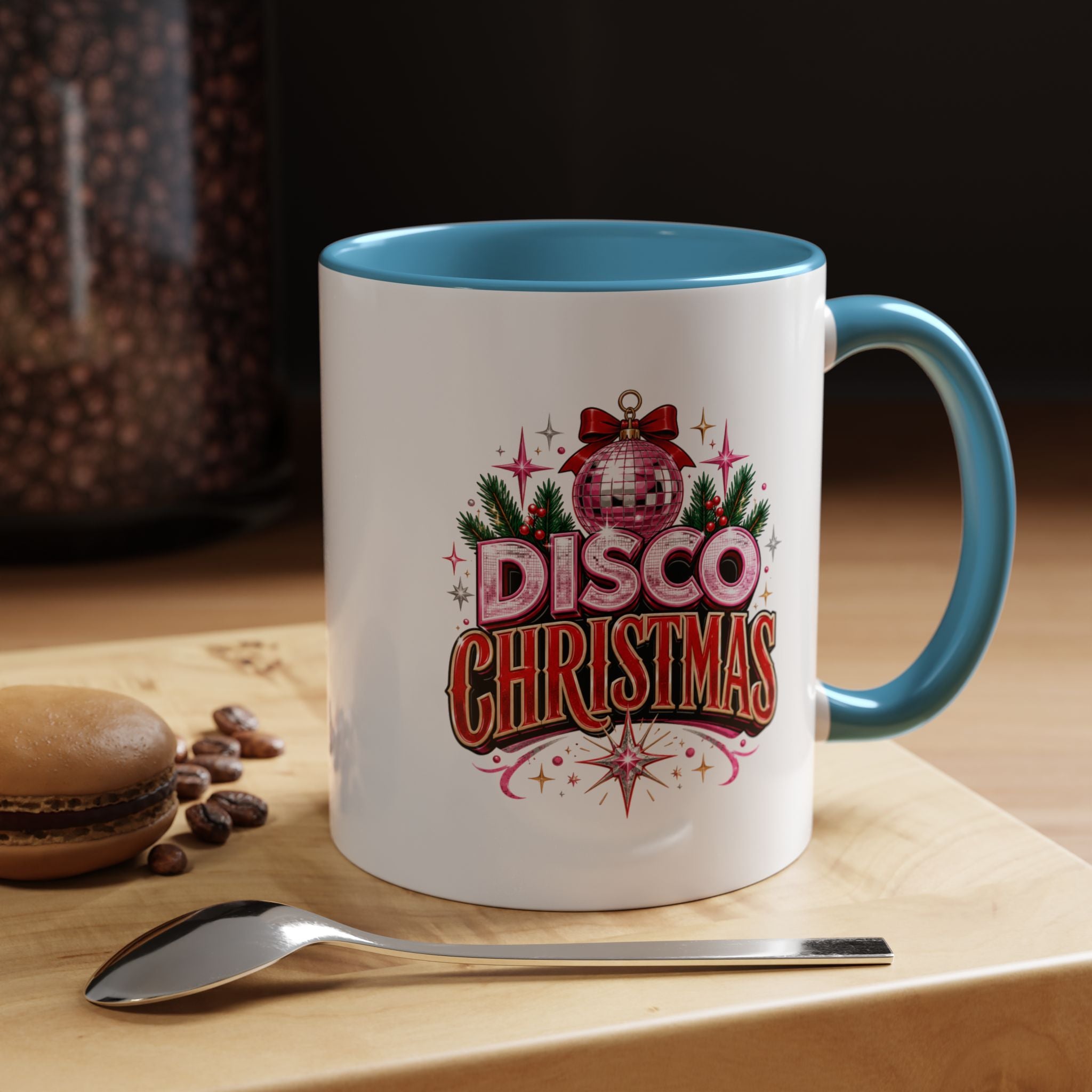Disco Christmas Coffee Mug — Retro Holiday Disco Ball Christmas Tree Accent Mug