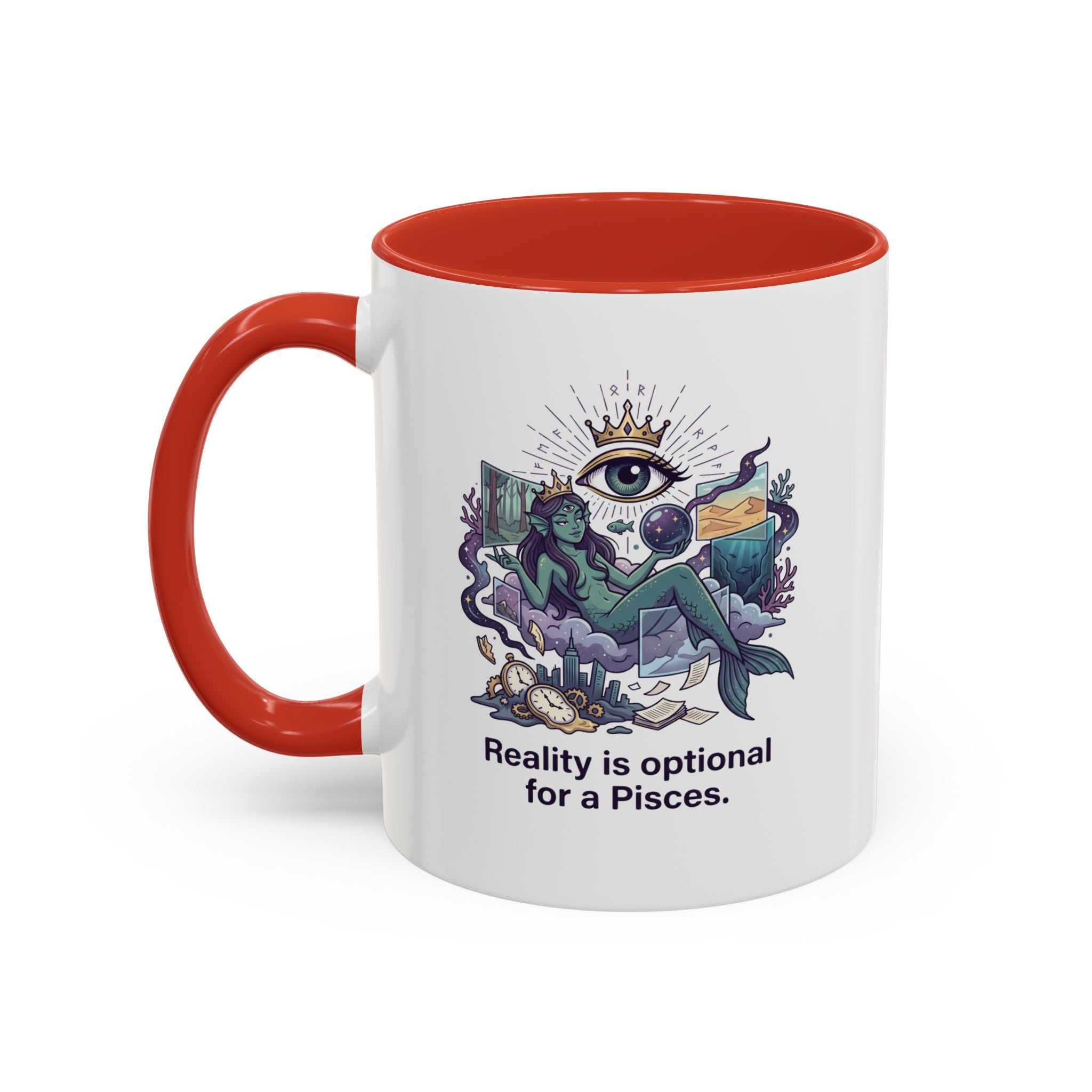 Pisces Zodiac Coffee Mug — "Reality is Optional for a Pisces" Accent Mug