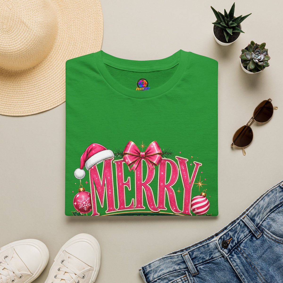 Christmas T-Shirt — "Merry But Make It Pink" Holiday Tee