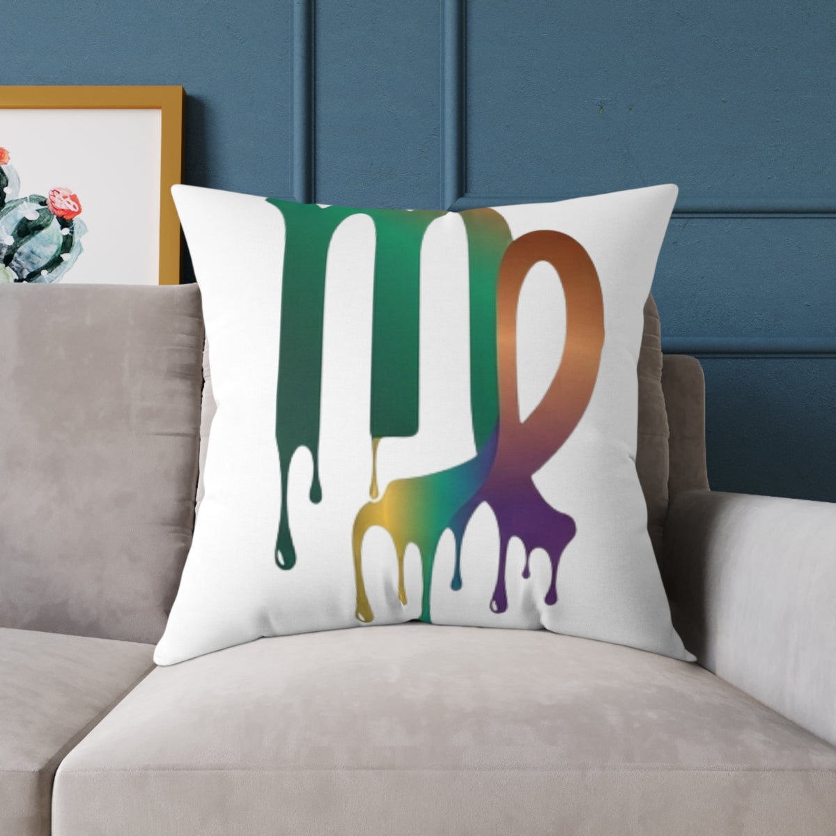 Dripping Virgo Zodiac Square Poly Canvas Pillow