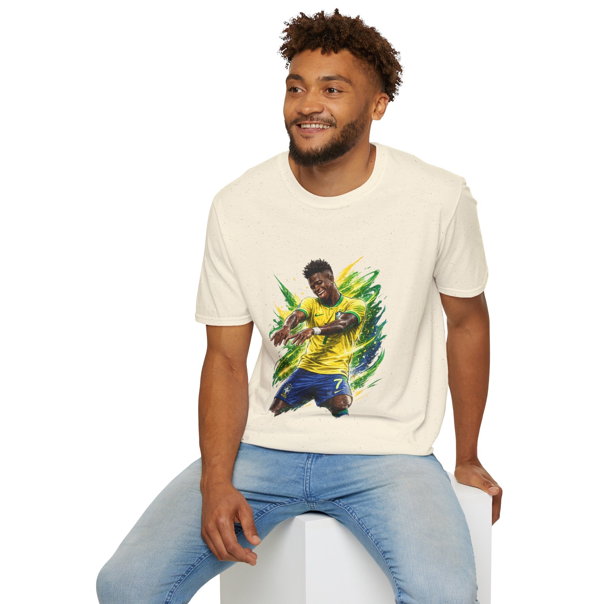 Brazil  Soccer Celebration T-Shirt — Brazilian Football Player Artwork