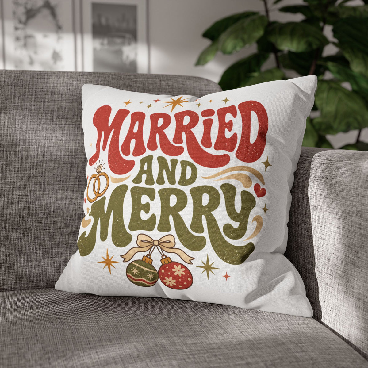 Christmas Married and Merry Holiday Pillowcase