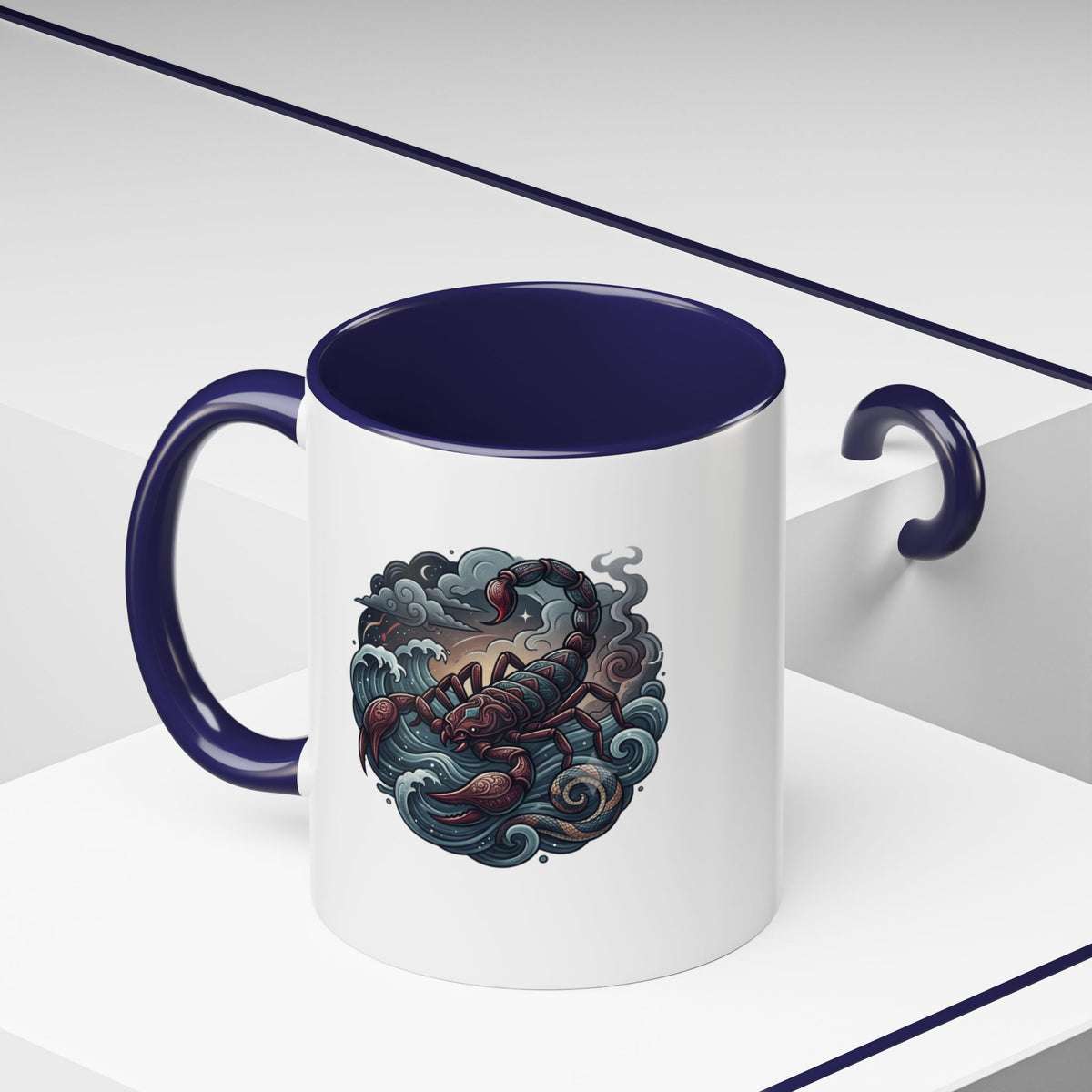 Scorpion Ocean Accent Coffee Mug – Nautical Tattoo-Style