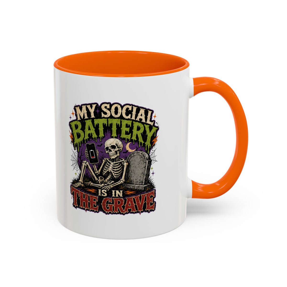Halloween  My Social Battery Accent Coffee Mug