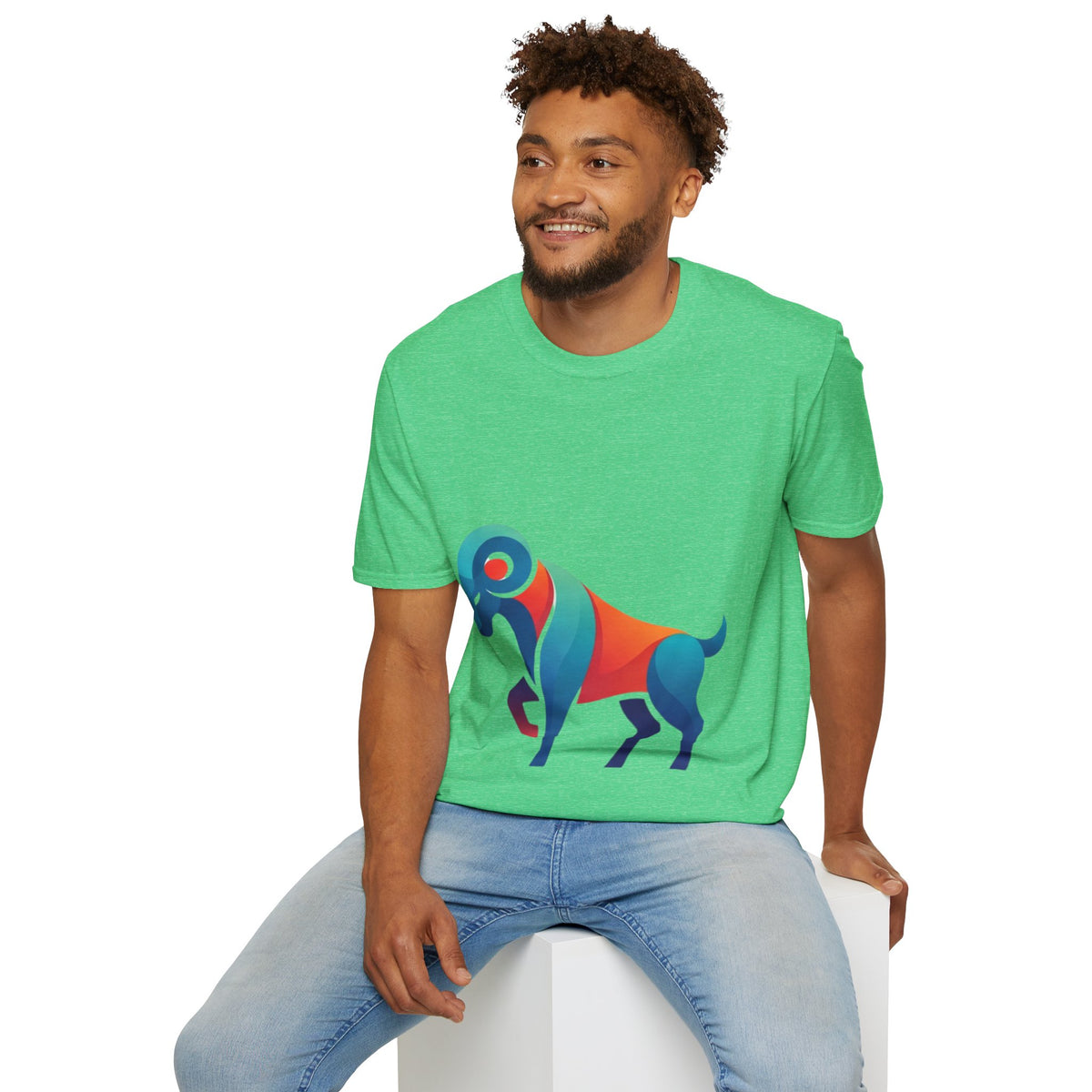 Ram Graphic T-Shirt — Colorful Geometric Sheep/Goat Art